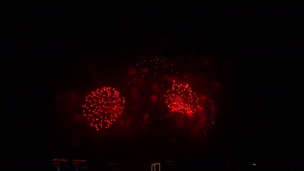Notte, bei fuochi d'artificio festivi — Video Stock