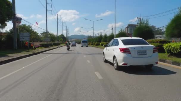 Phuket road, pohled z tuk-tuk motocykl — Stock video