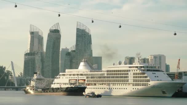 Kapal Lautan di Singapore Cruise Centre — Stok Video