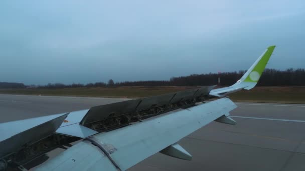 Open flaps, aircraft landing — Vídeo de Stock