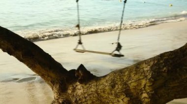 Tahta okyanus kıyısında sallanıyor