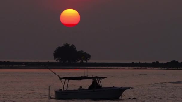 Timelapse, yacht au coucher du soleil — Video