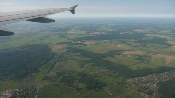 Вид с самолета с воздуха Московской области — стоковое видео