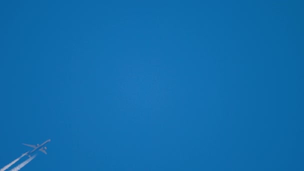 青い空を飛んでいる旅客機 — ストック動画