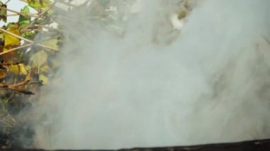 Kalın duman ve ateş