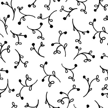 Beyaz arka planda böğürtlenli, soyut dalgalı dallı kusursuz bir desen. Kumaş, duvar kağıdı, kapak ve baskı için farklı ürünler tasarla.