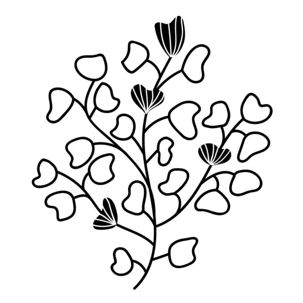 Handritad Brunch Med Löv Doodle Vektor Illustration Isolerad Ikon Den — Stock vektor