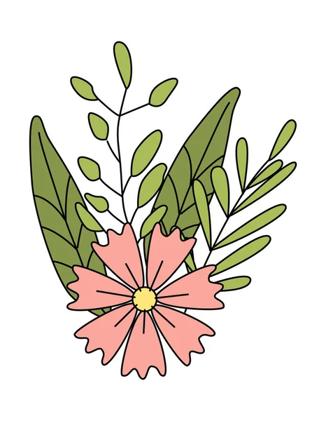 Primavera Pascua ilustración, composición floral, vector de estilo plano — Vector de stock