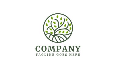 Ağaç Vektörü Logosu, ağaç simgesi illüstrasyonu, meşe ağacı logosu