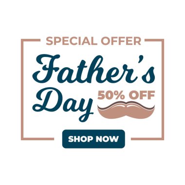 Babalar Günü indirim posterin kutlu olsun. Babalar Günü için Banner Illustrasyon alışveriş şablonu