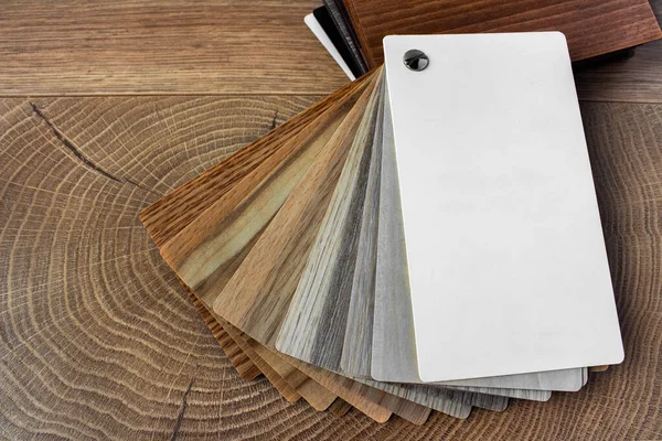 Muster Von Holzspanplatten Für Möbeldesign Auf Holzgrund Mit Kopierraum Farbführer — Stockfoto