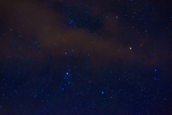 Constellation of Orion on background of blue starry sky. Astrophotography of stars, galaxies and nebulae at night — Stock Photo, Image