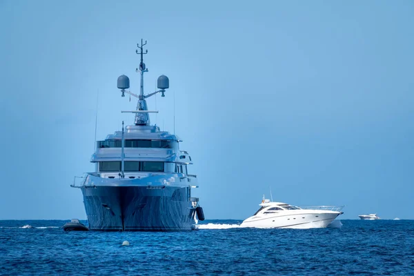 Grey Yacht Anchored Formentera — Stock Photo, Image