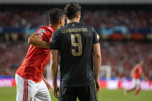 Uefa 2021 벤피카 바이에른 Robert Lewandowski Lucas Verissimo — 스톡 사진