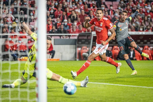 Liga Bwin Benfica Braga Ricardo Horta Zdobywa Gola Obok Lucasa — Zdjęcie stockowe