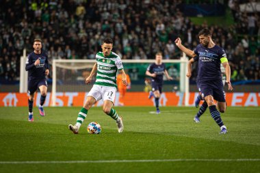 UEFA Şampiyonlar Ligi 16, 15.02.2022 - Estadio Jose Alvalade, Lizbon; Sporting CP - Manchester City FC; Sarabia saldırıları Ruben Dias 'ın yardımıyla gerçekleşti