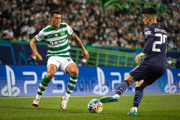 UEFA Şampiyonlar Ligi 16, 15.02.2022 - Estadio Jose Alvalade, Lizbon; Sporting CP - Manchester City FC; Pedro Porro Joao Cancelo tarafından reddedildi