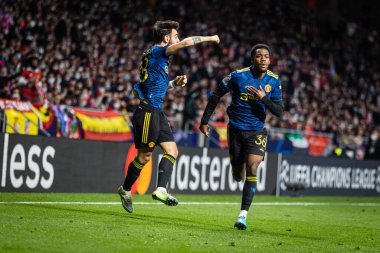 Madrid, İspanya, 23.02.2022, Uefa Şampiyonlar Ligi, Atletico De Madrid ile Manchester United arasındaki ilk raunt 16.