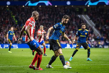 Madrid, İspanya, 23.02.2022, Uefa Şampiyonlar Ligi, Atletico De Madrid ile Manchester United arasındaki ilk raunt 16.