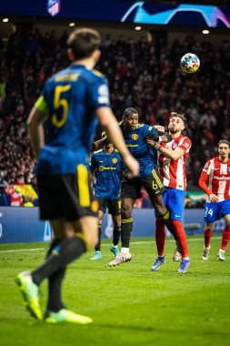Madrid, İspanya, 23.02.2022, Uefa Şampiyonlar Ligi, Atletico De Madrid ile Manchester United arasındaki ilk raund 16.