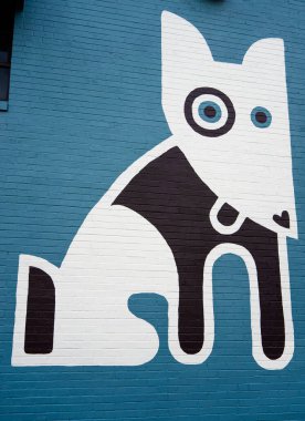 Austin Teksas 'taki Şehir Binası' ndaki Köpek Duvar Resmi