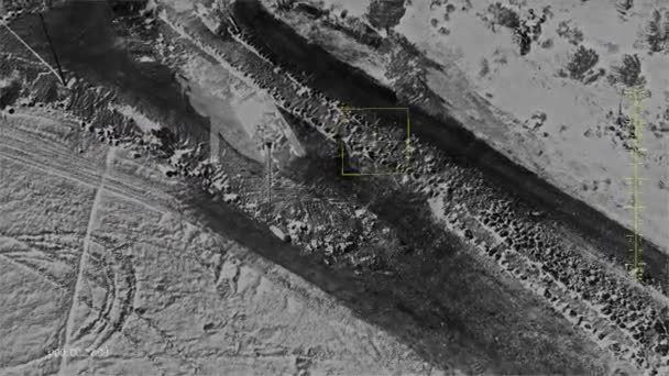 Vista aérea no tanque destruído por drone. — Vídeo de Stock