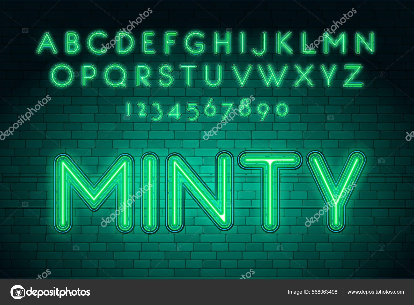 Neon Glass Font Type Alphabet Glowing Vector Numbers Stock Vector Image