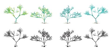 Algler su tesisi ile beyaz siluet vektör ile izole taş koymak