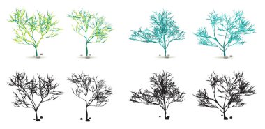 Algler su tesisi ile beyaz siluet vektör ile izole taş koymak