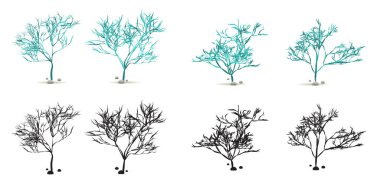 Algler su tesisi ile beyaz siluet vektör ile izole taş koymak