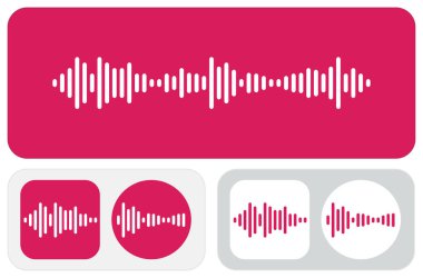 Ses dalgası EQ Equalizer Simgeleri ve Parçacık Tasarımı. Vektör.