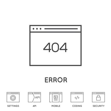 Minimal Tarayıcı, Geliştirme, Uygulama ve Kodlama Vektör Satır Simgeleri kümesi. Mükemmel bir pikseldi. İnce Vuruş. 