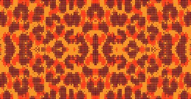 Leopar pikseli sanat stili desen tasarımını lekeler. Noktalı Vektör İllüstrasyon Arkaplanı. Hayvan kürkü. Kusursuz..