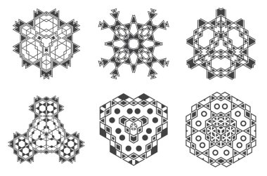 Bir dizi kutsal geometri elementi. Simya, din, felsefe, hipster unsurlar. Geometrik şekiller. 