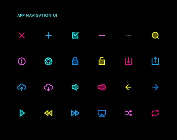 Conjunto Iconos Vectores Interfaz Usuario Del Sistema Control Aplicaciones Iconos — Vector de stock