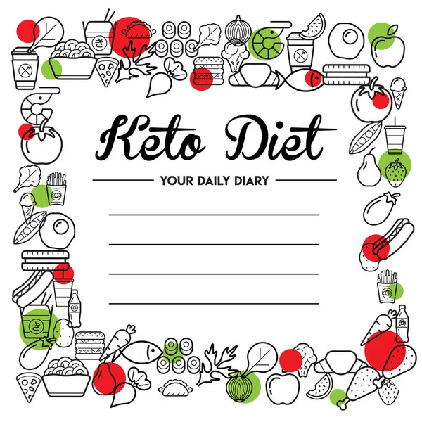 Keto Diet Ketogenic Food Vector Illustration 健康的酮食品 蛋白质和碳水化合物在一个载体上的说明 低碳水化合物致酮饮食食物 — 图库矢量图片