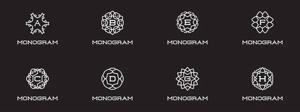 Grande Set Monogramma Compatto Modello Design Con Lettera Qualità Elegante — Vettoriale Stock