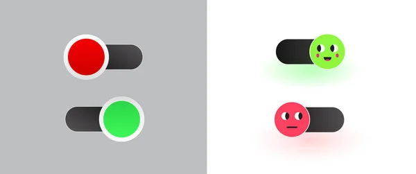 オフ切り替えスイッチボタンのセット モダンデバイスユーザーインターフェイスベクトルグラフィックデザイン — ストックベクタ
