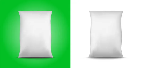 Conjunto Embalagem Alimentos Plástico Folha Branca Branco Ilustração Isolado Mock —  Vetores de Stock