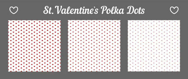 Todo Tipo Corações São Valentim Sem Costura Polka Dots Set —  Vetores de Stock