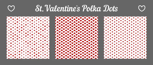 All Kind Seamless Valentine Hearts Polka Dots Set Three — Stock Vector