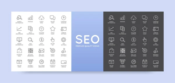 Set Vector Seo Search Engine Optimization Elements Icons Illustration Може — стоковий вектор