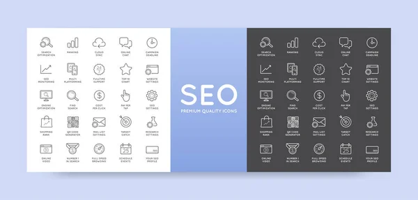 Set Vector Seo Search Engine Optimization Elements Icons Illustration Pode — Vetor de Stock