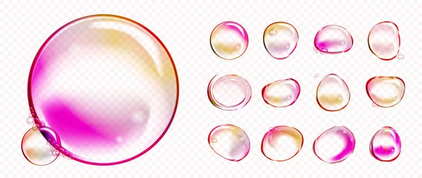 Set Burbujas Agua Arco Iris Elementos Diseño Realistas Aislados Transparentes — Vector de stock