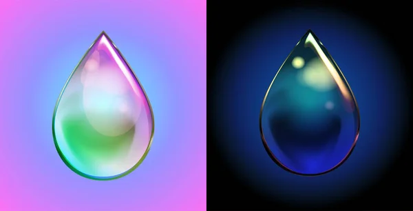 Vector Rainbow Water Drop Transparent Isolated Realistic Design Elements Can — Stock Vector