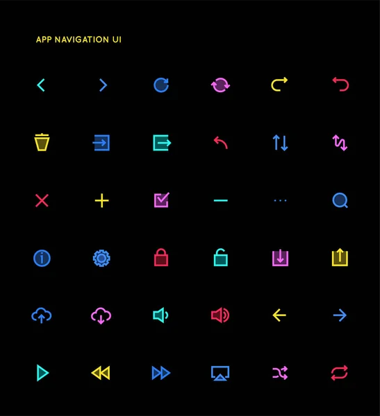 App Control System User Interface Vector Icon Set Minimal Foret Stock-illustration