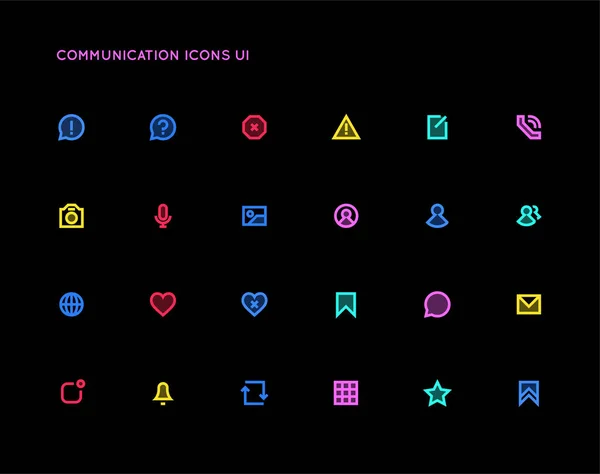 Communication User Interface Vector Icon Set High Quality Minimal Lined Stock Illustration