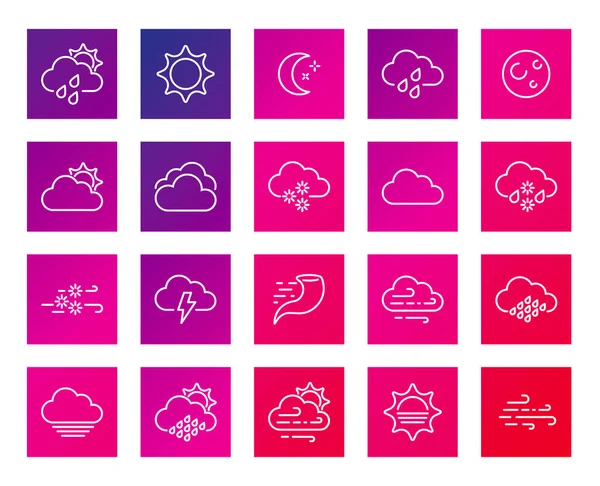 Set Weather Related Line Icons Contains Wind Blizzard Sun Rain Stock Vector