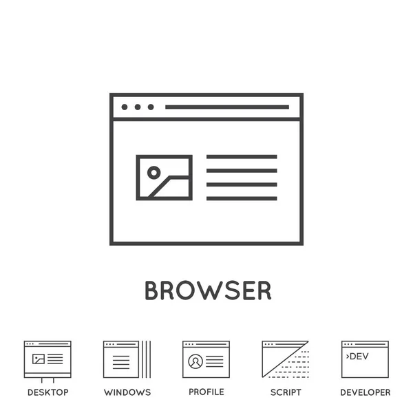 Sæt Minimal Browser Udvikling App Kodning Vector Line Ikoner Perfekt Stock-illustration