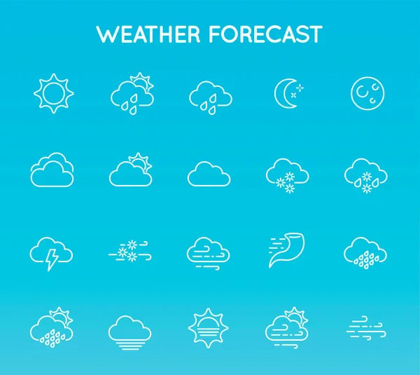Set Weather Related Line Icons Contains Wind Blizzard Sun Rain Stock Illustration
